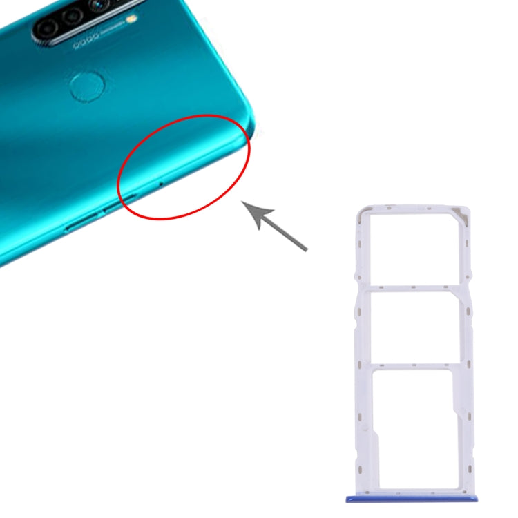 For OPPO Realme 5i RMX2030, RMX2032 SIM Card Tray + SIM Card Tray + Micro SD Card Tray (Blue) - Card Tray by buy2fix | Online Shopping UK | buy2fix