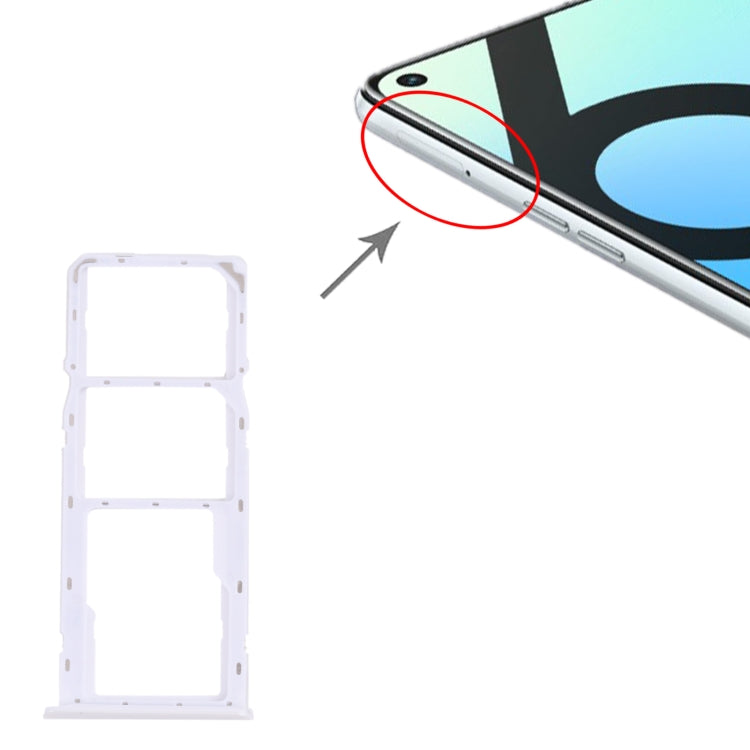 For OPPO Realme 6i (India) RMX2002 SIM Card Tray + SIM Card Tray + Micro SD Card Tray (White) by buy2fix
