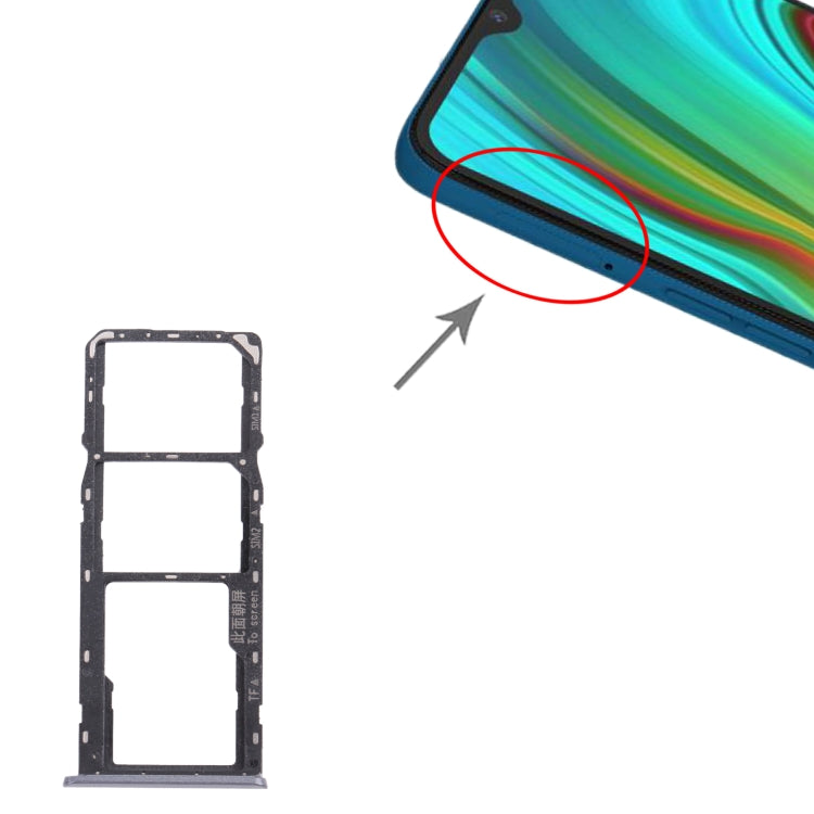 For OPPO Realme C3 RMX2027, RMX2020, RMX2021 SIM Card Tray + SIM Card Tray + Micro SD Card Tray (Grey) by buy2fix