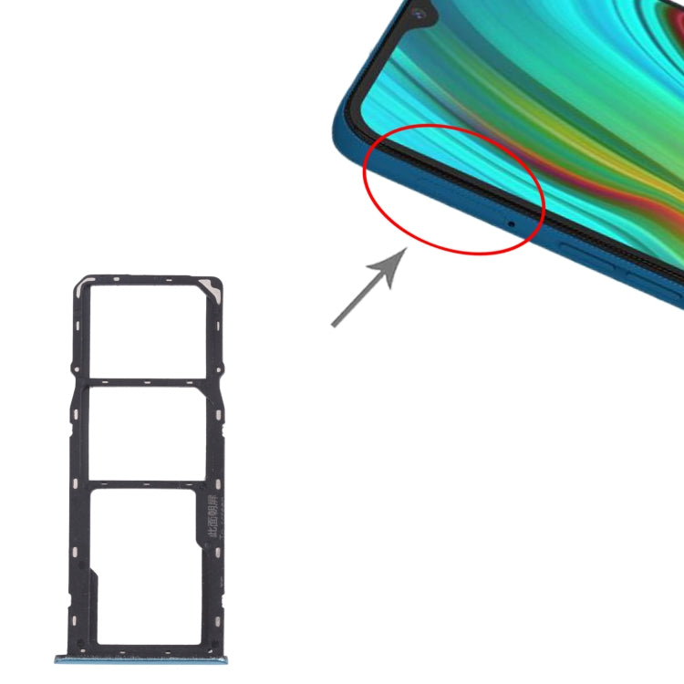 For OPPO Realme C3 RMX2027, RMX2020, RMX2021 SIM Card Tray + SIM Card Tray + Micro SD Card Tray (Blue) by buy2fix