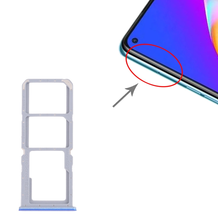 For OPPO A54 CPH2239 / A55 4G SIM Card Tray + SIM Card Tray + Micro SD Card Tray(Blue) - Card Tray by buy2fix | Online Shopping UK | buy2fix
