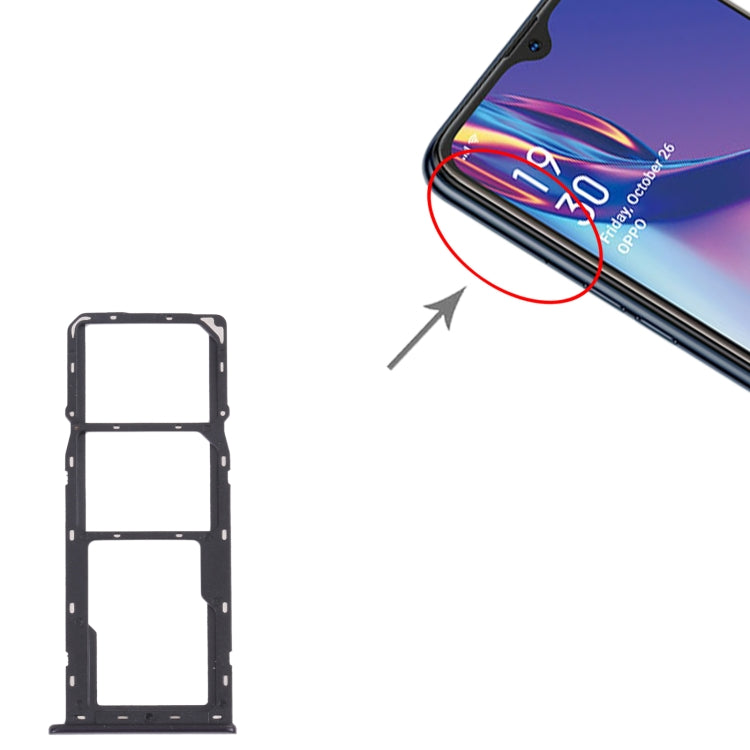 For OPPO A12 CPH2083, CPH2077 SIM Card Tray + SIM Card Tray + Micro SD Card Tray (Black) - Card Tray by buy2fix | Online Shopping UK | buy2fix