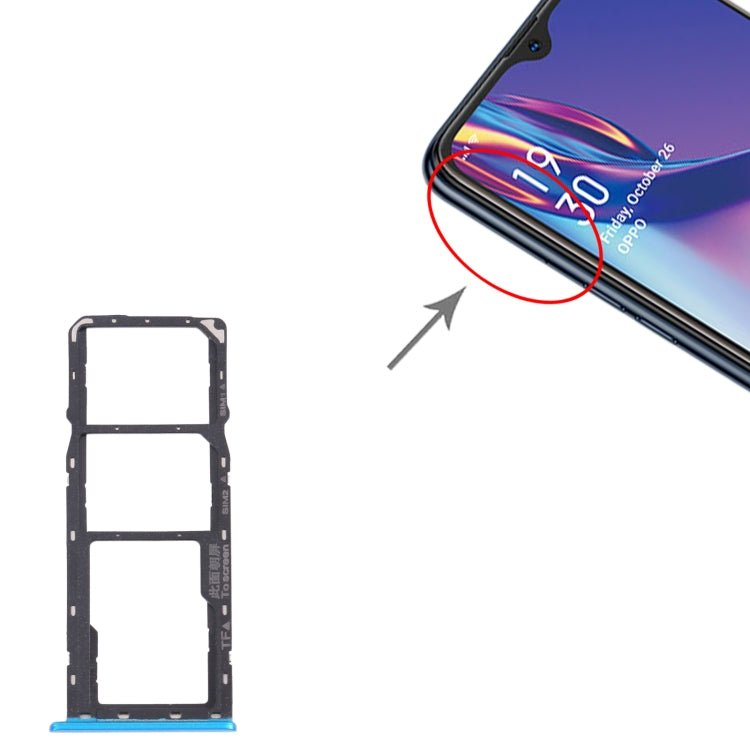 For OPPO A12 CPH2083, CPH2077 SIM Card Tray + SIM Card Tray + Micro SD Card Tray (Blue) by buy2fix