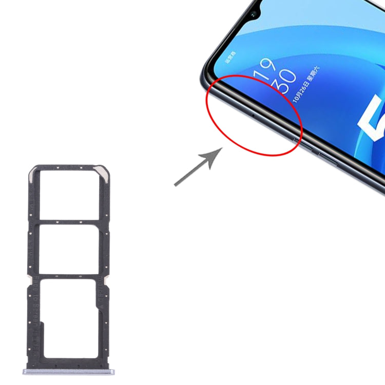 For OPPO A55 PEMM00, PEMM20, PEMT00, PEMT20 SIM Card Tray + SIM Card Tray + Micro SD Card Tray (Black) - Card Tray by buy2fix | Online Shopping UK | buy2fix
