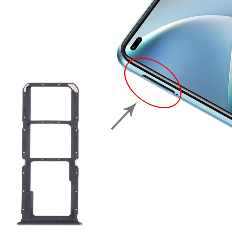 For OPPO A74 5G / A54 5G / A93 PCGM00, PEHM00 SIM Card Tray + SIM Card Tray + Micro SD Card Tray(Black) - Card Tray by buy2fix | Online Shopping UK | buy2fix