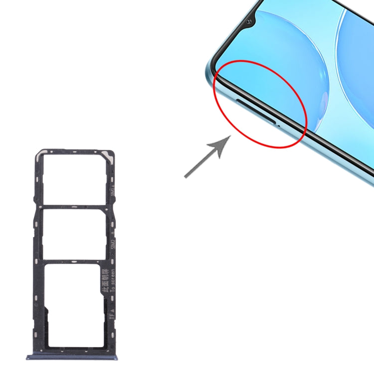 For OPPO A15s CPH2179 SIM Card Tray + SIM Card Tray + Micro SD Card Tray (Black) - Card Tray by buy2fix | Online Shopping UK | buy2fix