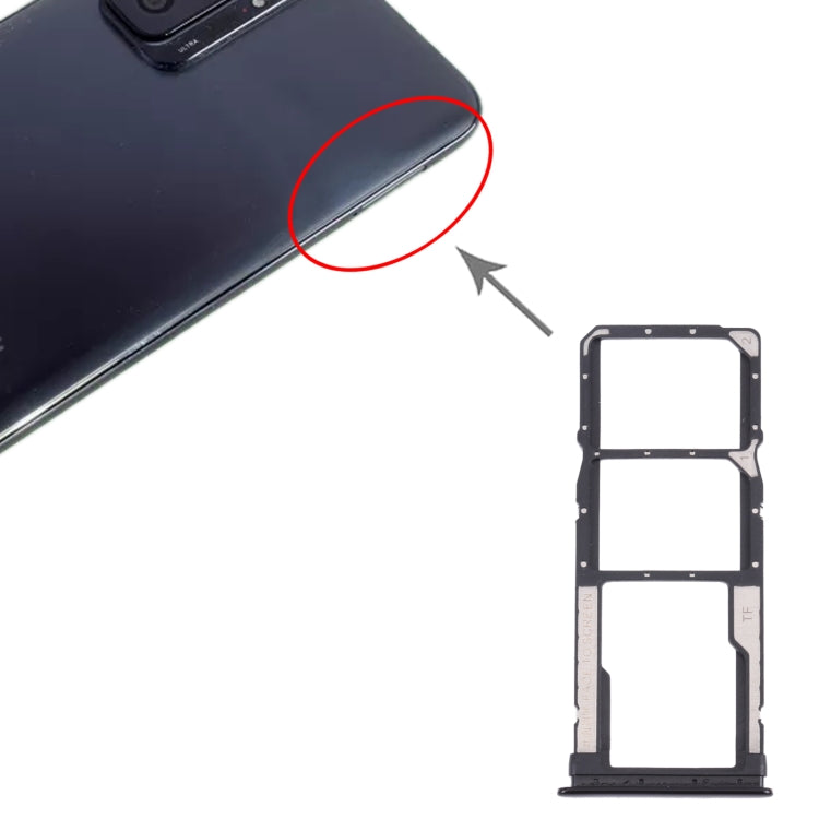 SIM Card Tray + SIM Card Tray + Micro SD Card Tray for Xiaomi Redmi Note 10 Pro 4G / Redmi Note 10 Pro Max / Redmi Note 10 Pro (India) M2101K6G, M2101K6R, M2101K6I, M2101K6P (Black) by buy2fix