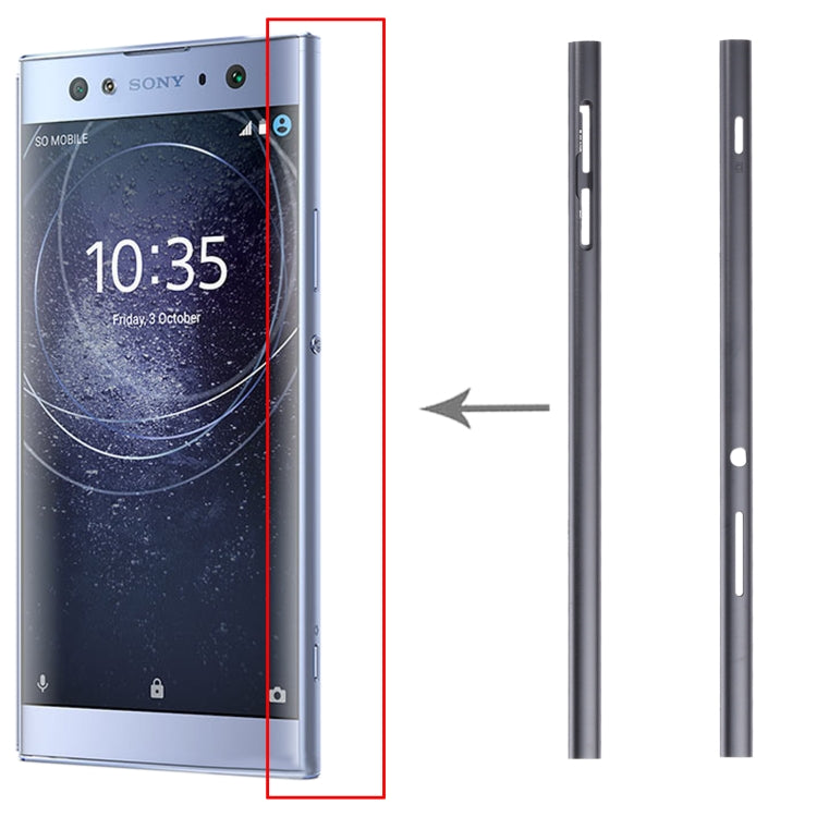 1 Pair Metal Side Part Sidebar For Sony Xperia XA2 Ultra(Black) - Frame Bezel Plate by buy2fix | Online Shopping UK | buy2fix