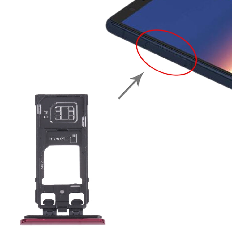 SIM Card Tray + SIM Card Tray / Micro SD Card Tray for Sony Xperia 5 (Red) - Card Tray by buy2fix | Online Shopping UK | buy2fix