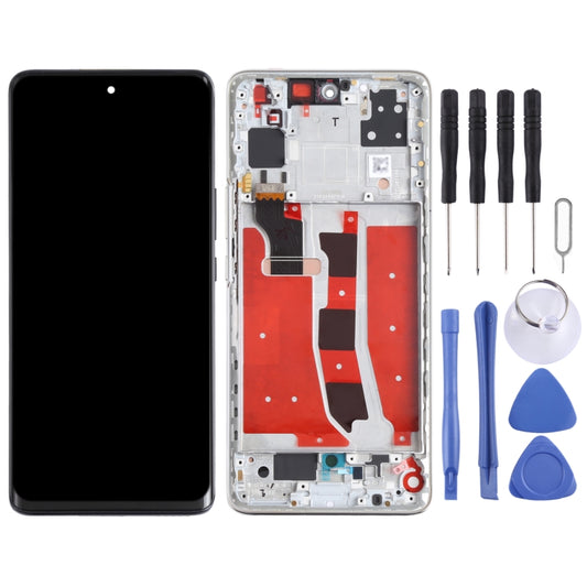 Original OLED LCD Screen for Honor V40 Lite Digitizer Full Assembly with Frame(Silver) by buy2fix