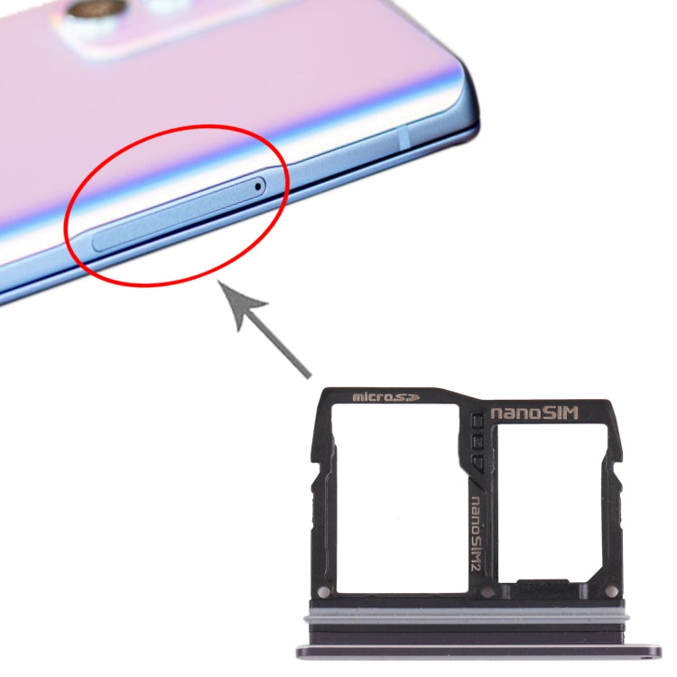 Nano SIM Card Tray + Nano SIM Card Tray / Micro SD Card Tray for LG Wing 5G LMF100N, LM-F100N, LM-F100V, LM-F100 (Black) - For LG by buy2fix | Online Shopping UK | buy2fix
