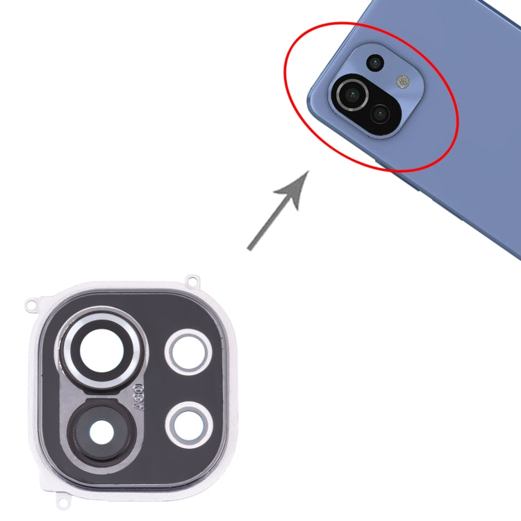 Back Camera Lens Frame for Xiaomi Mi 11 M2011K2C, M2011K2G (Grey) by buy2fix