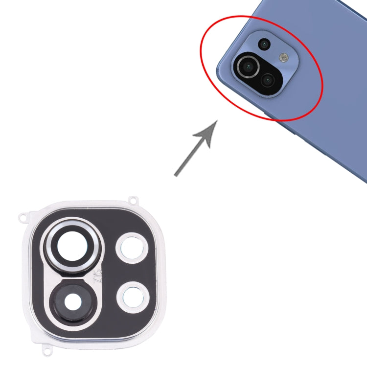 Back Camera Lens Frame for Xiaomi Mi 11 M2011K2C, M2011K2G (Silver) by buy2fix