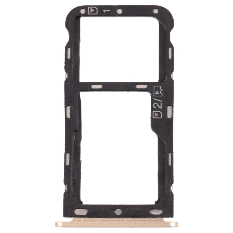 SIM Card Tray + Micro SD Card Tray for ZTE Blade V9 (Gold) - For ZTE by buy2fix | Online Shopping UK | buy2fix