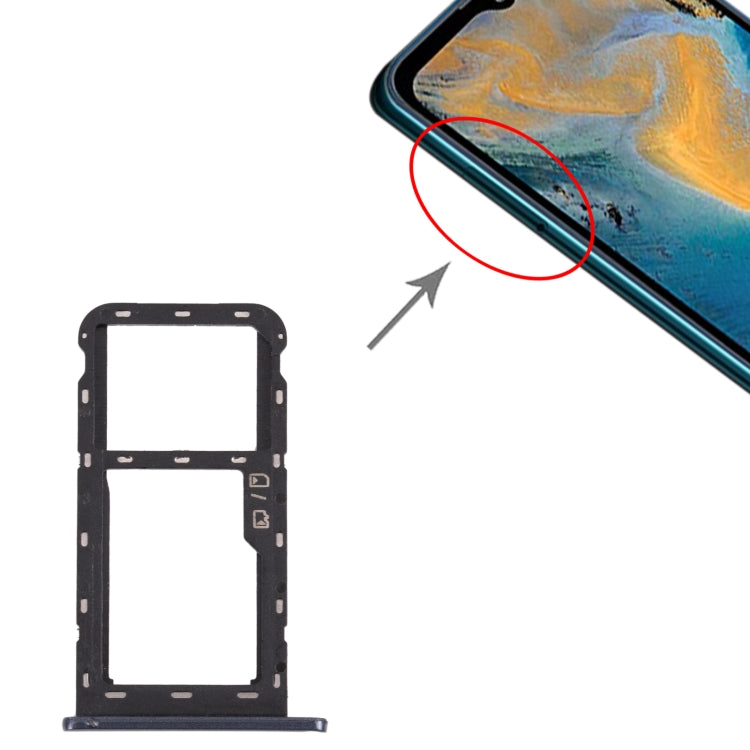 SIM Card Tray + Micro SD Card Tray for ZTE Blade A51 (Black) - For ZTE by buy2fix | Online Shopping UK | buy2fix