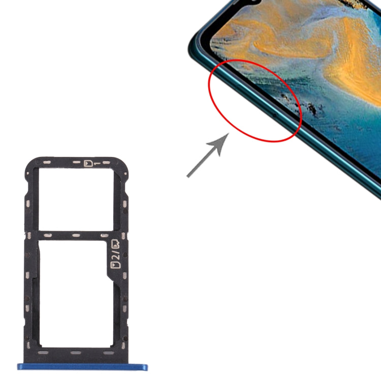 SIM Card Tray + Micro SD Card Tray for ZTE Blade A51 (Blue) - For ZTE by buy2fix | Online Shopping UK | buy2fix