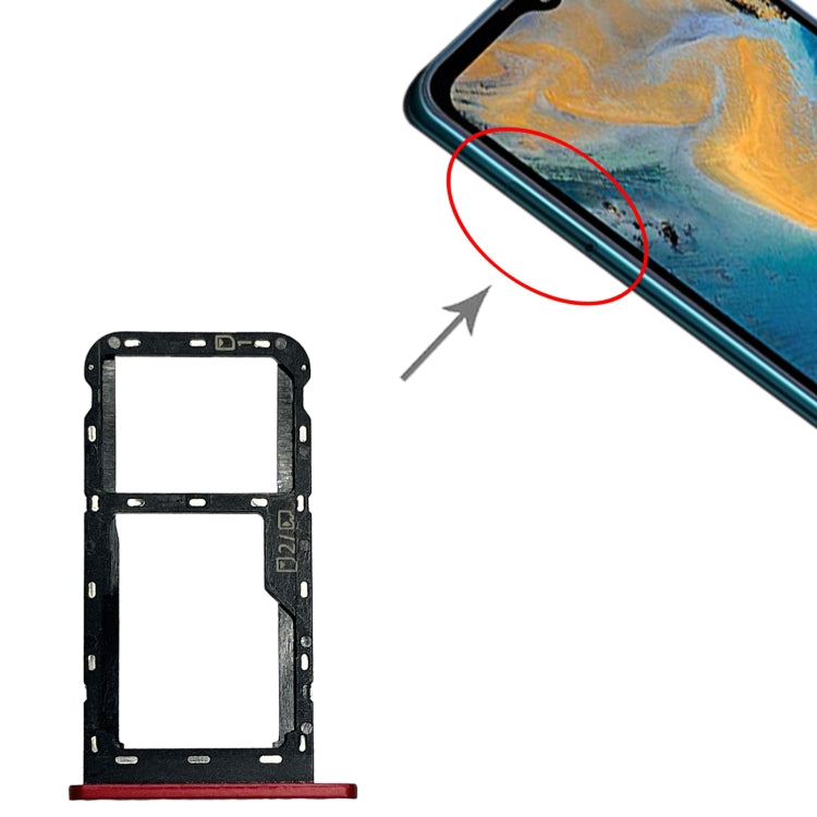 SIM Card Tray + Micro SD Card Tray for ZTE Blade A51 (Red) - For ZTE by buy2fix | Online Shopping UK | buy2fix