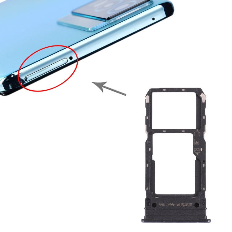 For vivo Y76s V2156A SIM Card Tray + SIM Card Tray / Micro SD Card Tray (Black) by buy2fix