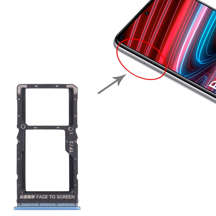 SIM Card Tray + SIM Card Tray / Micro SD Card Tray for Xiaomi Redmi Note 11 (China) 21091116AC / Redmi Note 11T 5G / Poco M4 Pro 5G 21091116AG, MZB0BGVIN(Blue) - Card Tray by buy2fix | Online Shopping UK | buy2fix