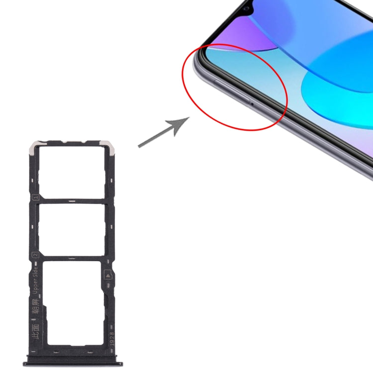 For vivo Y11s V2028 SIM Card Tray + SIM Card Tray + Micro SD Card Tray (Black) - Card Tray by buy2fix | Online Shopping UK | buy2fix