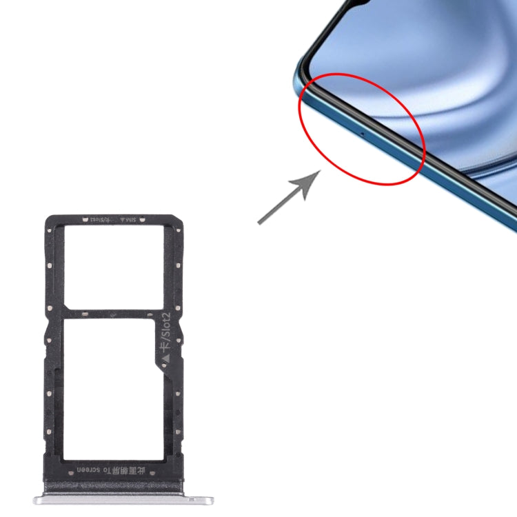 SIM Card Tray + SIM Card Tray / Micro SD Card Tray for Honor Play 20 (Silver) by buy2fix