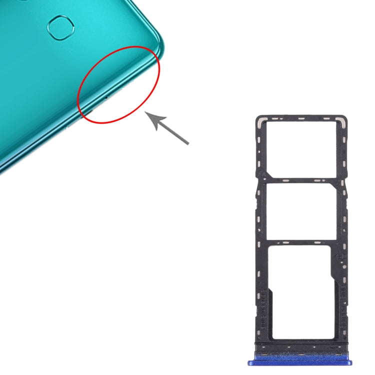 For Infinix S4 X626 SIM Card Tray + SIM Card Tray + Micro SD Card Tray (Blue) - Card Tray by buy2fix | Online Shopping UK | buy2fix