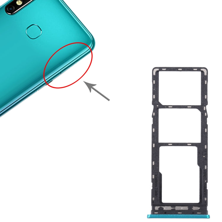 For Infinix Zero 8 X687 SIM Card Tray + SIM Card Tray + Micro SD Card Tray (Green) - Card Tray by buy2fix | Online Shopping UK | buy2fix