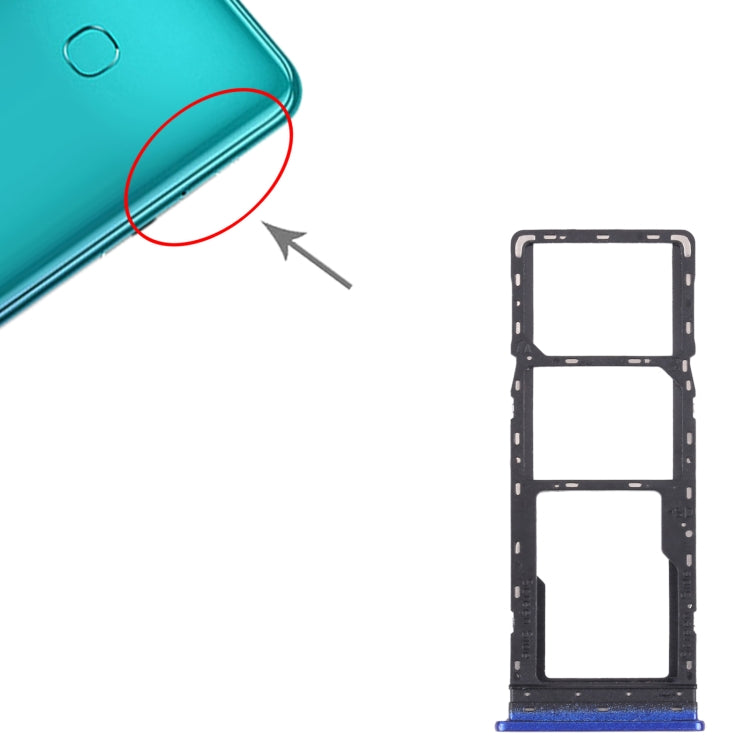 For Tecno Spark 4 Lite KC8S SIM Card Tray + SIM Card Tray + Micro SD Card Tray (Blue) - Card Tray by buy2fix | Online Shopping UK | buy2fix