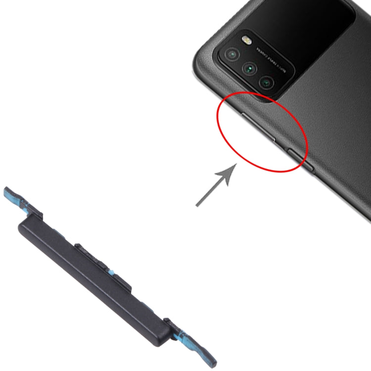 Volume Control Button for Xiaomi Poco M3 M2010J19CG M2010J19CI (Black) by buy2fix