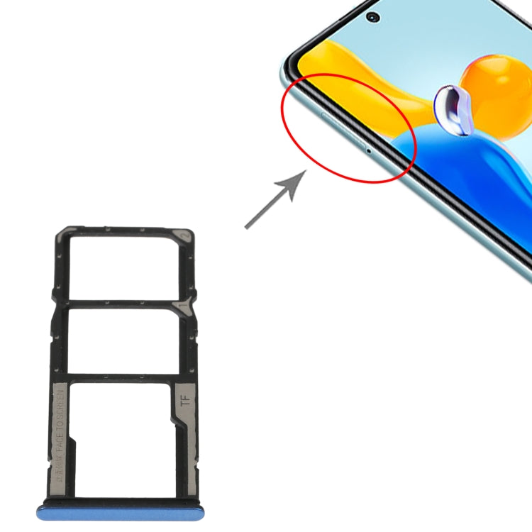 SIM Card Tray + SIM Card Tray + Micro SD Card Tray For Xiaomi Redmi Note 11S 5G (Blue) by buy2fix