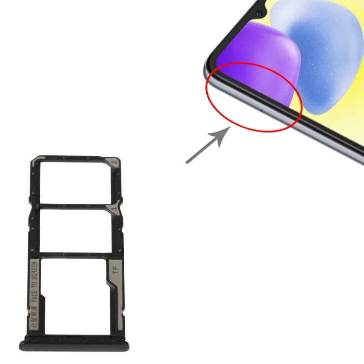 SIM Card Tray + SIM Card Tray + Micro SD Card Tray For Xiaomi Redmi 10A (Black) by buy2fix