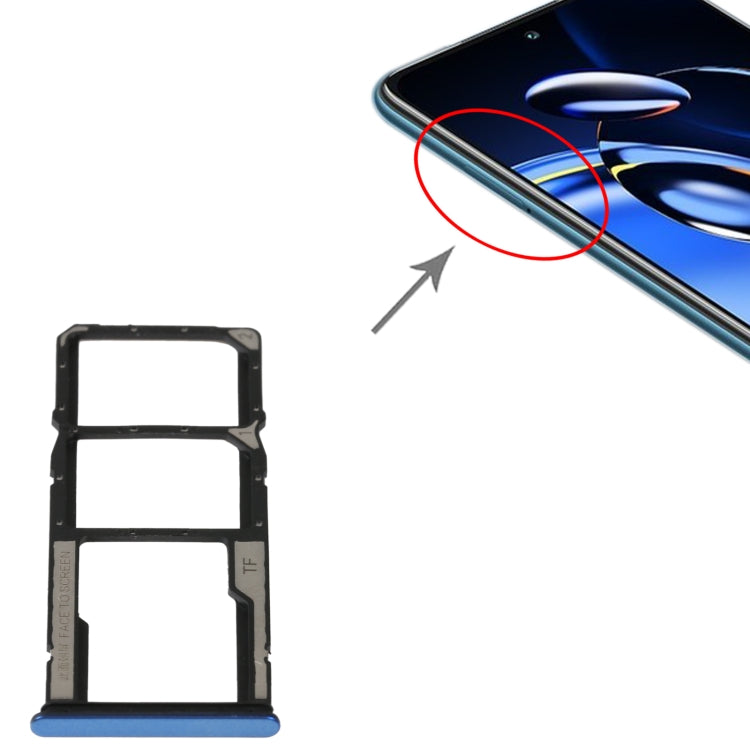 For Xiaomi Redmi Note 11SE SIM Card Tray + SIM Card Tray + Micro SD Card Tray(Blue) by buy2fix