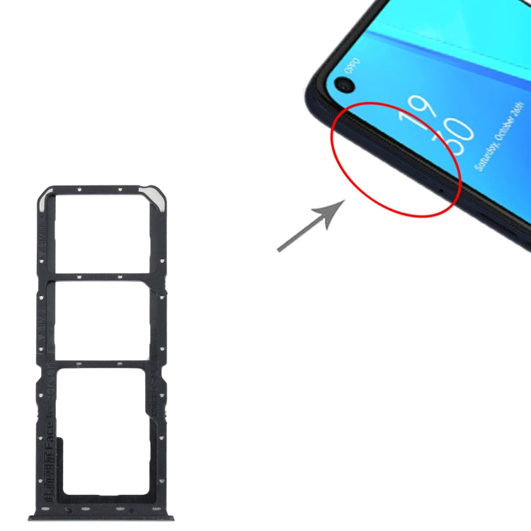 For OPPO A52 4G SIM Card Tray + SIM Card Tray + Micro SD Card Tray (Black) by buy2fix