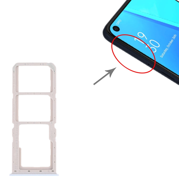 For OPPO A52 4G SIM Card Tray + SIM Card Tray + Micro SD Card Tray (White) - Card Tray by buy2fix | Online Shopping UK | buy2fix