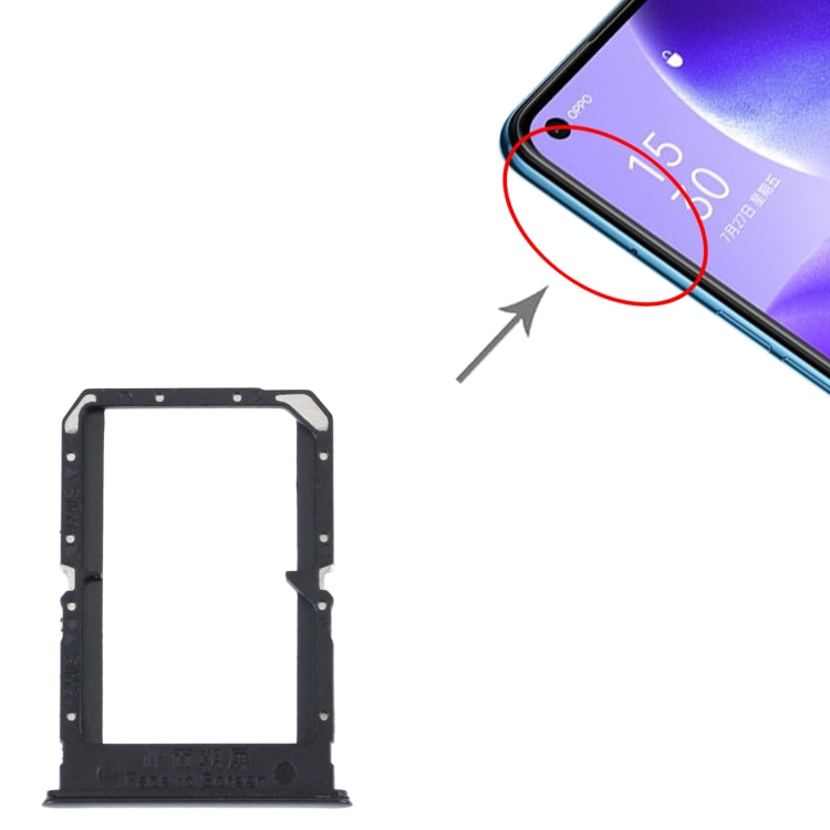 For OPPO Reno5 4G SIM Card Tray + SIM Card Tray(Black) - Card Tray by buy2fix | Online Shopping UK | buy2fix