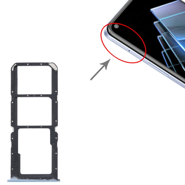 For OPPO K9x SIM Card Tray + SIM Card Tray + Micro SD Card Tray (Blue) - Card Tray by buy2fix | Online Shopping UK | buy2fix