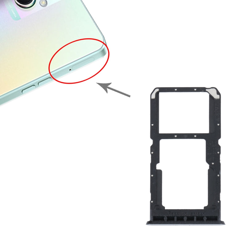 For OPPO A96 China SIM Card Tray + SIM / Micro SD Card Tray (Black) - Card Tray by buy2fix | Online Shopping UK | buy2fix