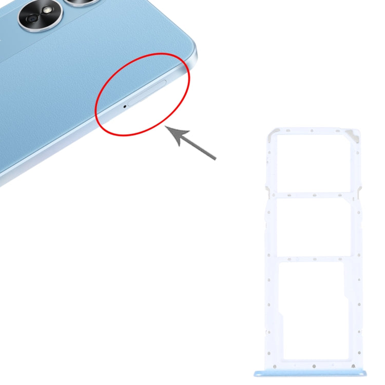 For OPPO A17 SIM Card Tray + SIM Card Tray + Micro SD Card Tray (Blue) by buy2fix