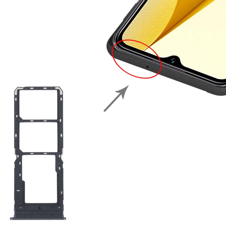 For vivo Y16 SIM Card Tray + SIM Card Tray + Micro SD Card Tray (Black) - Card Tray by buy2fix | Online Shopping UK | buy2fix