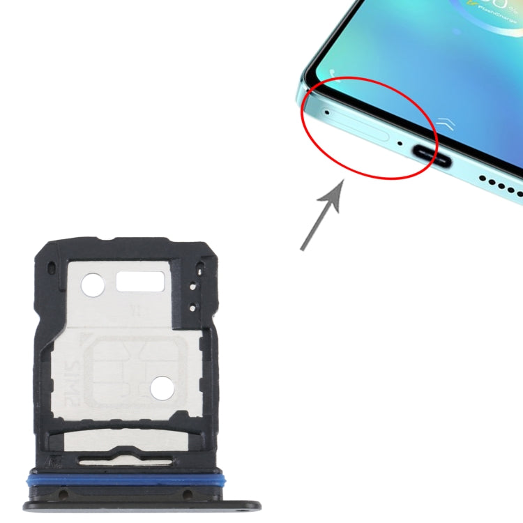 For vivo S15 SIM Card Tray + SIM Card Tray (Black) - Card Tray by buy2fix | Online Shopping UK | buy2fix