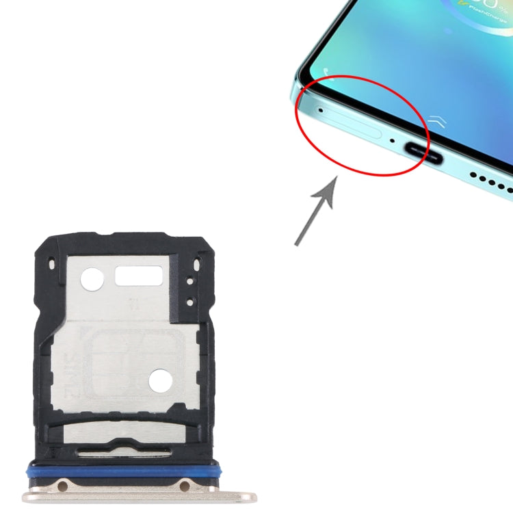 For vivo S15 SIM Card Tray + SIM Card Tray (Gold) - Card Tray by buy2fix | Online Shopping UK | buy2fix