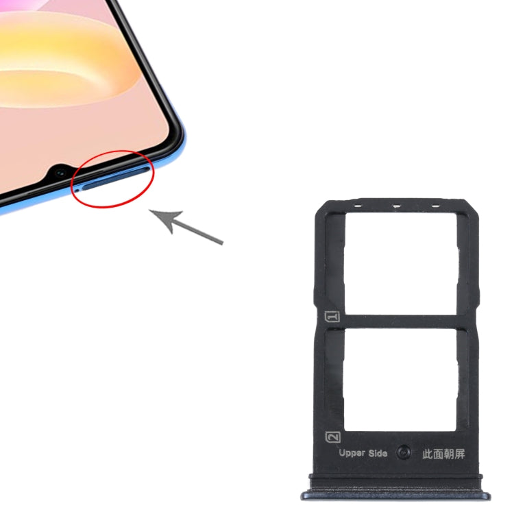 For vivo Y55S 5G SIM Card Tray + SIM Card Tray (Black) - Card Tray by buy2fix | Online Shopping UK | buy2fix