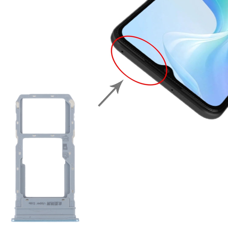 For vivo Y33S / Y33T SIM Card Tray + SIM / Micro SD Card Tray (Blue) - Card Tray by buy2fix | Online Shopping UK | buy2fix