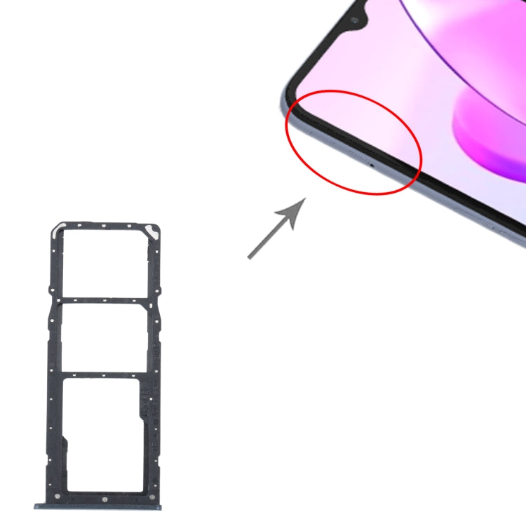 For Realme C31 SIM Card Tray + SIM Card Tray + Micro SD Card Tray (Black) - Card Tray by buy2fix | Online Shopping UK | buy2fix