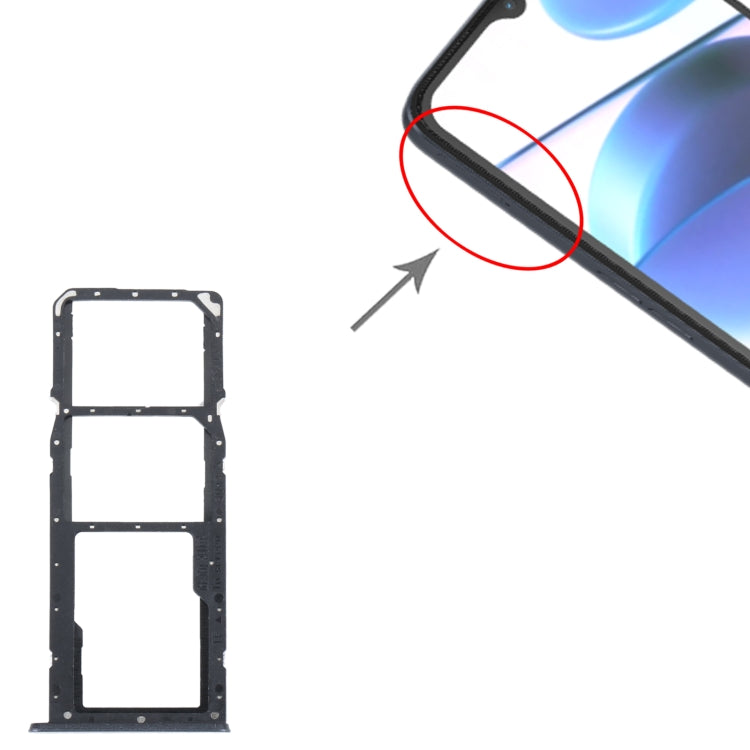 For Realme C35 SIM Card Tray + SIM Card Tray + Micro SD Card Tray (Black) - Card Tray by buy2fix | Online Shopping UK | buy2fix
