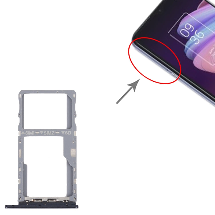 For TCL 10 SE T766H Original SIM Card Tray + SIM / Micro SD Card Tray(Black) - For TCL by buy2fix | Online Shopping UK | buy2fix