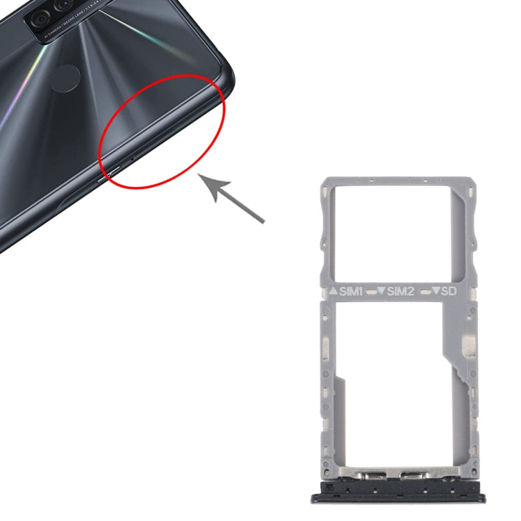 For TCL 20 SE Original SIM Card Tray + SIM / Micro SD Card Tray(Black) - For TCL by buy2fix | Online Shopping UK | buy2fix