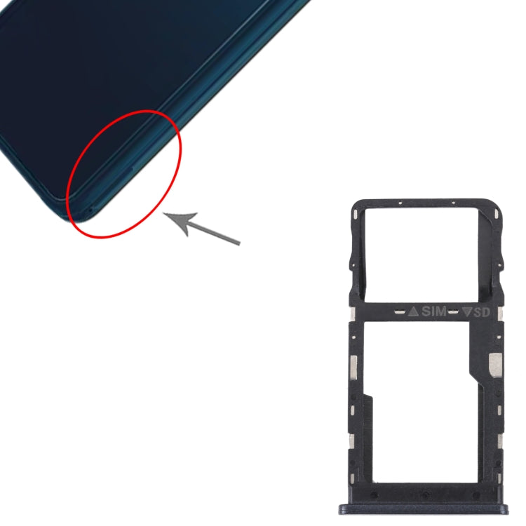 For TCL 20 R 5G Original SIM Card Tray + Micro SD Card Tray(Black) - For TCL by buy2fix | Online Shopping UK | buy2fix