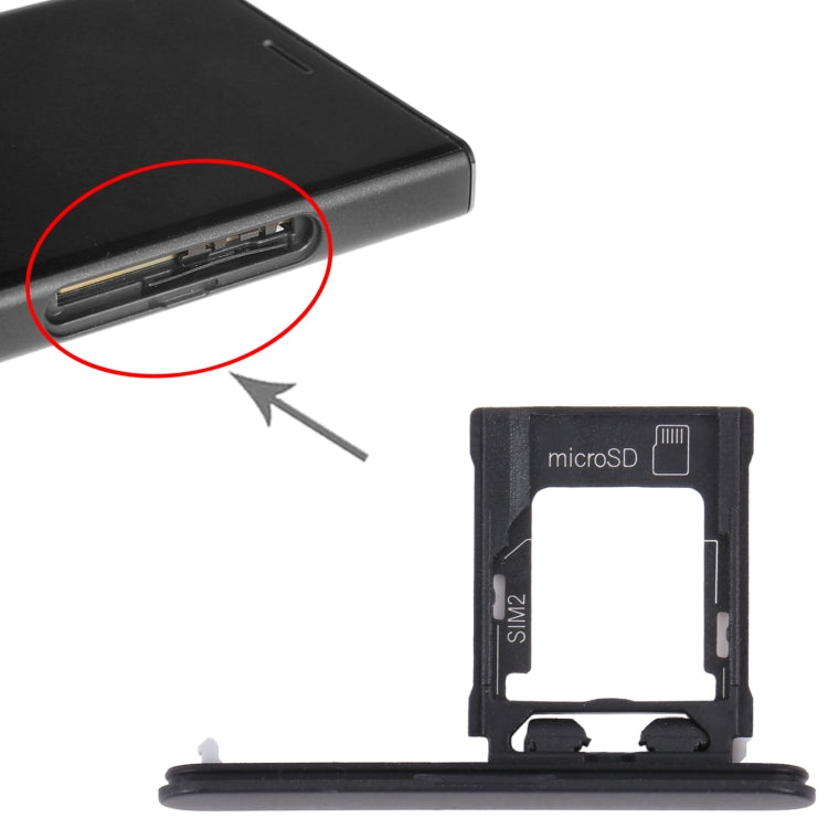 For Sony Xperia XZ1 Compact Original SIM Card Tray + Micro SD Card Tray (Black) - Card Tray by buy2fix | Online Shopping UK | buy2fix
