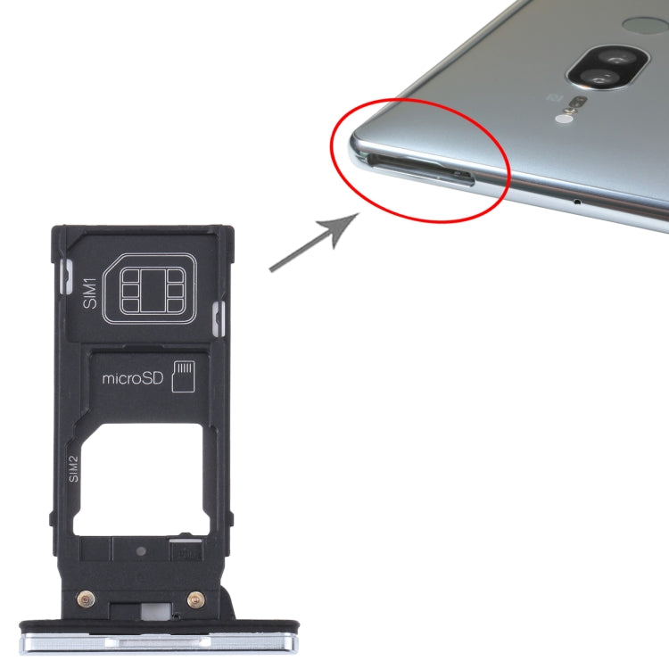 For Sony Xperia XZ2 Premium Original SIM Card Tray + SIM / Micro SD Card Tray (Silver) - Card Tray by buy2fix | Online Shopping UK | buy2fix